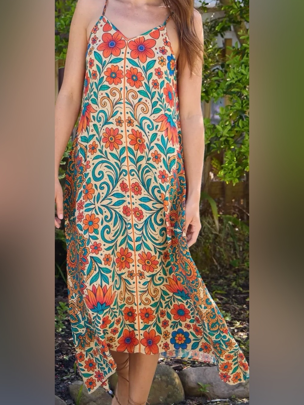 NWT Natural life Boho Asymmetrical Maxi Dress, SPAGHETTI STRAPS
